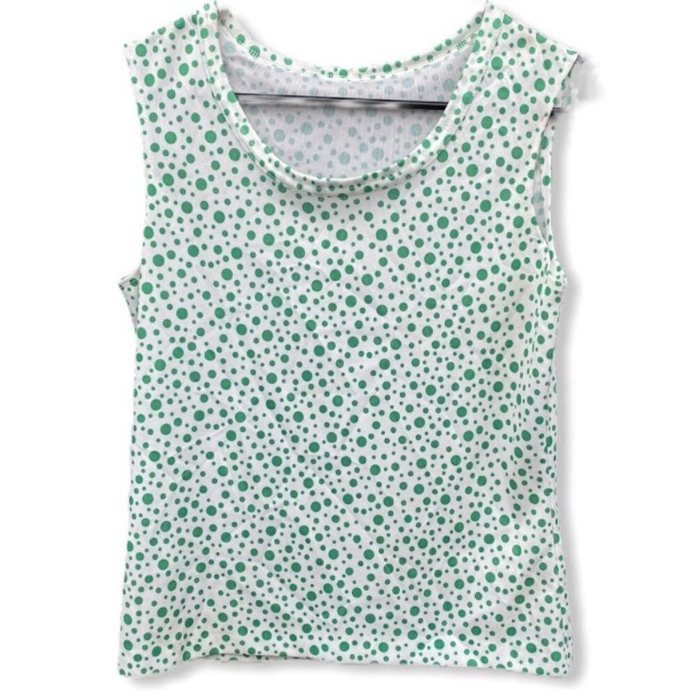 Vintage Sleeveless Polyester Polka Dot Top - Picture 1 of 6